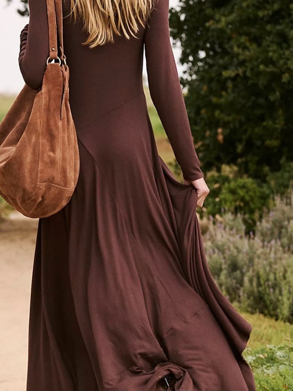 Free People Pescado Chocolate Brown Long-Sleeve Maxi Dress - Picture 2 of 6